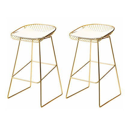 Glam Style Bar Set 1/2/4 Pieces Solid Wood Rectangle Counter Set White-Gold 30"H Stools (Set of 2) Clearhalo 'Bar Furniture' 'furn' 'furn_home_bar_bar_sets' 'Furniture' 'Home Bars & Bar Sets' 'home_bar_bar_sets' 'Kitchen & Dining Furniture' 6561744
