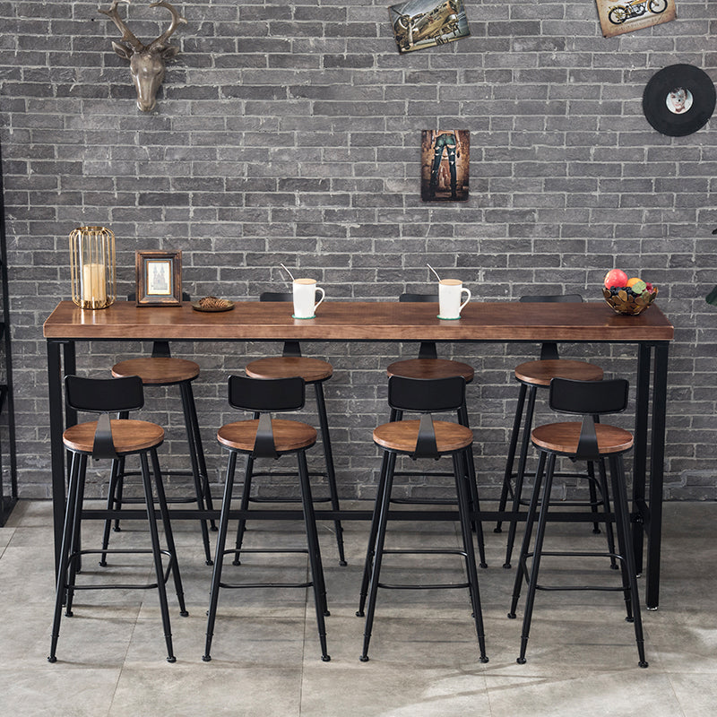 Juego de barra de estilo industrial, juego de comedor de pub rectangular de madera maciza de 1/4/5/9 piezas