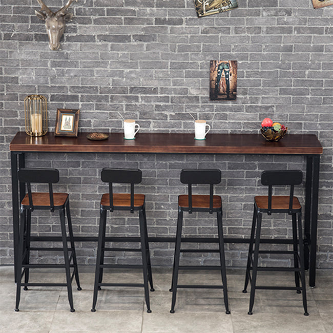 Juego de barra de estilo industrial, juego de comedor de pub rectangular de madera maciza de 1/4/5/9 piezas