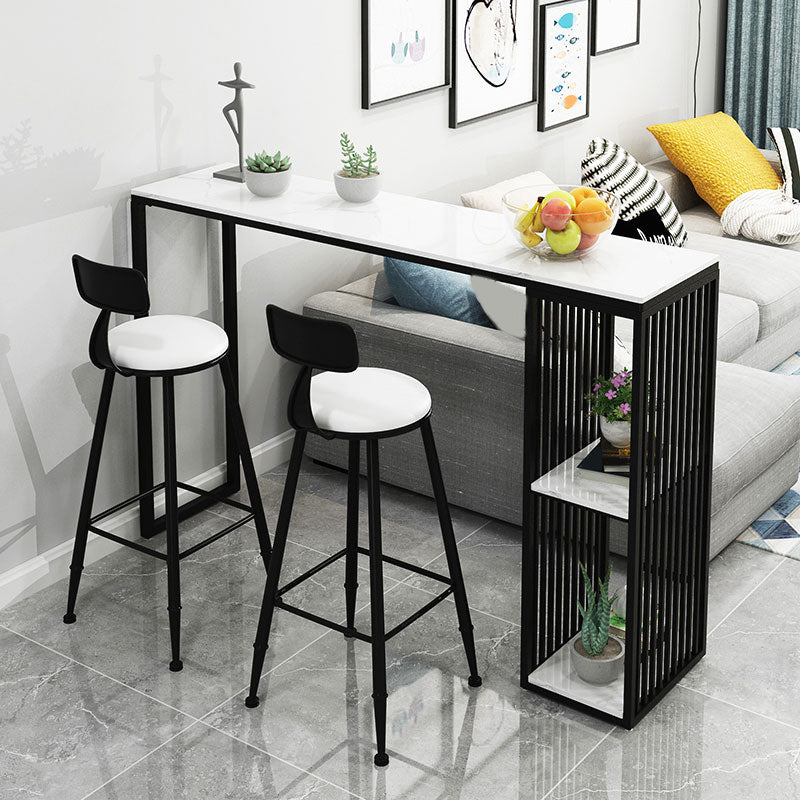 Modern Bar Table Set 1/2/3 Pieces Faux Marble Counter Table with Upholstered Stools Clearhalo 'Bar Furniture' 'furn' 'furn_home_bar_bar_sets' 'Furniture' 'Home Bars & Bar Sets' 'home_bar_bar_sets' 'Kitchen & Dining Furniture' 6561856