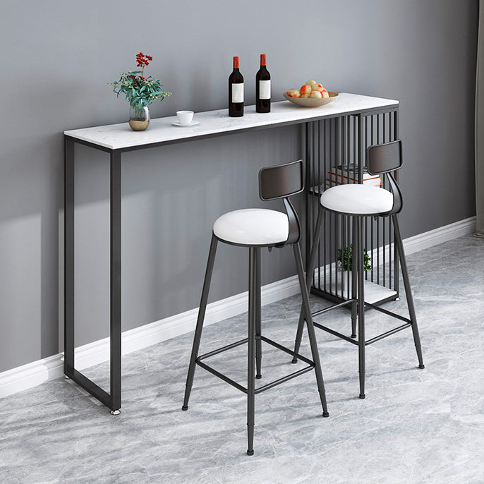 Modern Bar Table Set 1/2/3 Pieces Faux Marble Counter Table with Upholstered Stools Clearhalo 'Bar Furniture' 'furn' 'furn_home_bar_bar_sets' 'Furniture' 'Home Bars & Bar Sets' 'home_bar_bar_sets' 'Kitchen & Dining Furniture' 6561862