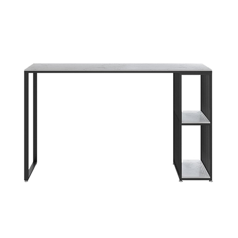 Modern Bar Table Set 1/2/3 Pieces Faux Marble Counter Table with Upholstered Stools White 71"L x 16"W Clearhalo 'Bar Furniture' 'furn' 'furn_home_bar_bar_sets' 'Furniture' 'Home Bars & Bar Sets' 'home_bar_bar_sets' 'Kitchen & Dining Furniture' 6561863
