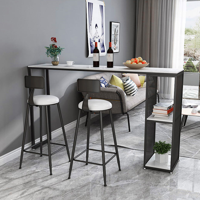 Modern Bar Table Set 1/2/3 Pieces Faux Marble Counter Table with Upholstered Stools Clearhalo 'Bar Furniture' 'furn' 'furn_home_bar_bar_sets' 'Furniture' 'Home Bars & Bar Sets' 'home_bar_bar_sets' 'Kitchen & Dining Furniture' 6561868