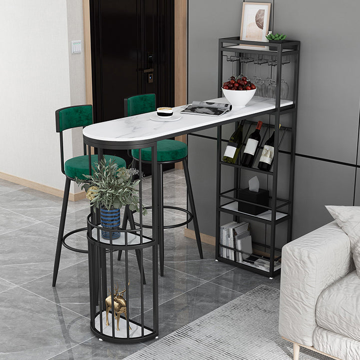 Modern Bar Table Set 1/2/3 Pieces Stone Bar Table and Stool Set 3 Pieces: Table, 2 Green Stools Clearhalo 'Bar Furniture' 'furn' 'furn_home_bar_bar_sets' 'Furniture' 'Home Bars & Bar Sets' 'home_bar_bar_sets' 'Kitchen & Dining Furniture' 6561880