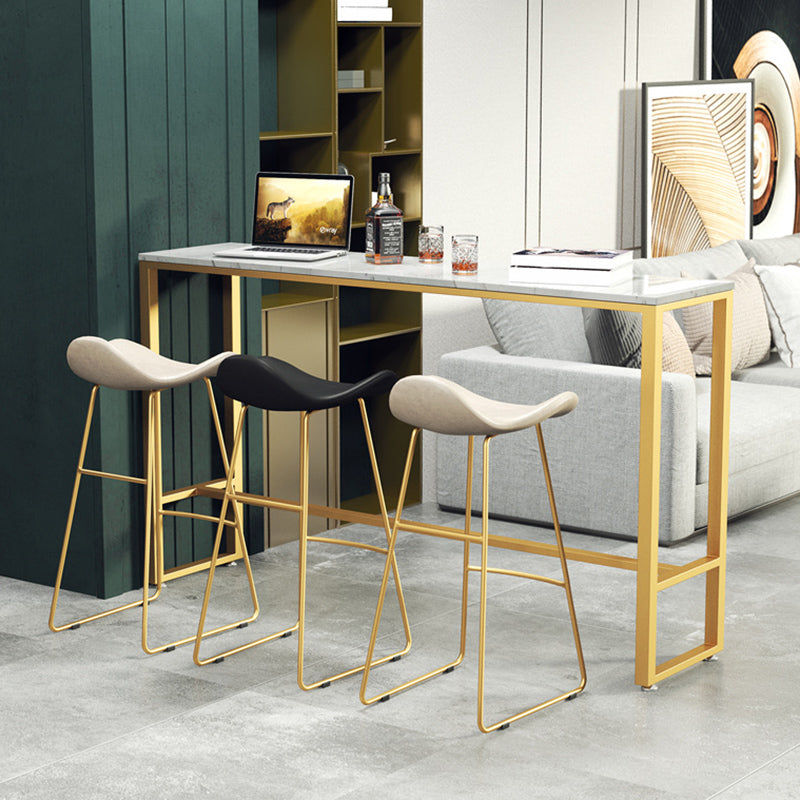 Glam Rectangle Pub Set 1/4 Pieces Counter Table with Upholstered Stools 4 Pieces: White Table, 2 White Gold Stools, Black Gold Stool Clearhalo 'Bar Furniture' 'furn' 'furn_home_bar_bar_sets' 'Furniture' 'Home Bars & Bar Sets' 'home_bar_bar_sets' 'Kitchen & Dining Furniture' 6562148