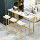Glam Rectangle Pub Set 1/4 Pieces Counter Table with Upholstered Stools 4 Pieces: White Table, 3 White Gold Stools Clearhalo 'Bar Furniture' 'furn' 'furn_home_bar_bar_sets' 'Furniture' 'Home Bars & Bar Sets' 'home_bar_bar_sets' 'Kitchen & Dining Furniture' 6562151