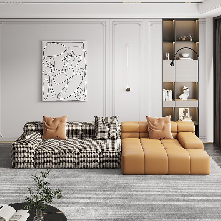 Scandinavian Sleeper Sectional with Tufted Split-Back and Recessed Arm Clearhalo 'furn' 'furn_sectionals' 'Furniture' 'Living Room Furniture' 'Sectionals' 6562200