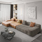 Scandinavian Sleeper Sectional with Tufted Split-Back and Recessed Arm Linen Blend Left Clearhalo 'furn' 'furn_sectionals' 'Furniture' 'Living Room Furniture' 'Sectionals' 6562202