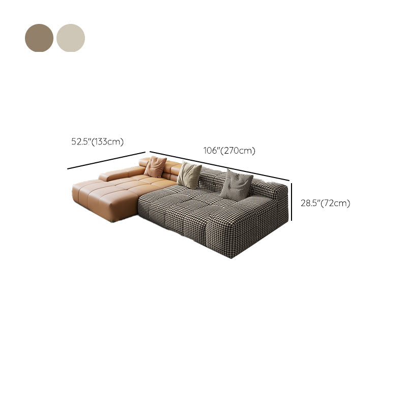 Scandinavian Sleeper Sectional with Tufted Split-Back and Recessed Arm Clearhalo 'furn' 'furn_sectionals' 'Furniture' 'Living Room Furniture' 'Sectionals' 6562215