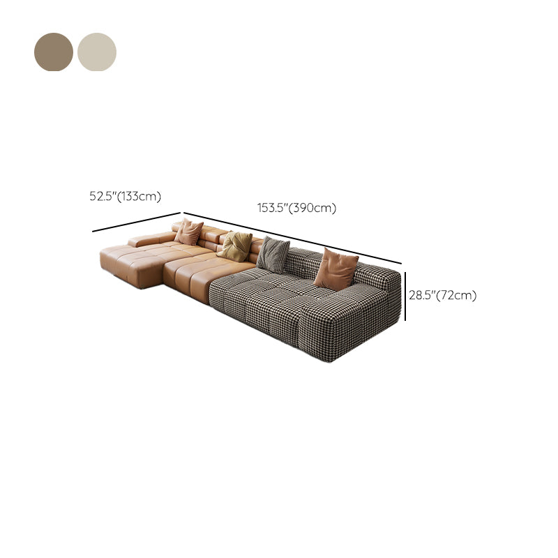 Scandinavian Sleeper Sectional with Tufted Split-Back and Recessed Arm Clearhalo 'furn' 'furn_sectionals' 'Furniture' 'Living Room Furniture' 'Sectionals' 6562219