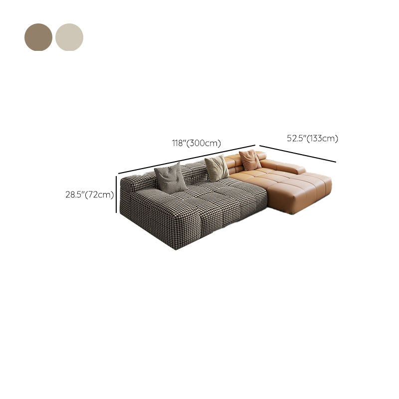 Scandinavian Sleeper Sectional with Tufted Split-Back and Recessed Arm Clearhalo 'furn' 'furn_sectionals' 'Furniture' 'Living Room Furniture' 'Sectionals' 6562222