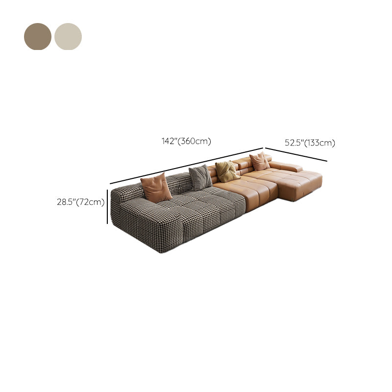 Scandinavian Sleeper Sectional with Tufted Split-Back and Recessed Arm Clearhalo 'furn' 'furn_sectionals' 'Furniture' 'Living Room Furniture' 'Sectionals' 6562224