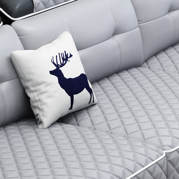 Sofá seccional de cuero de campo sintético francés con brazos de almohada