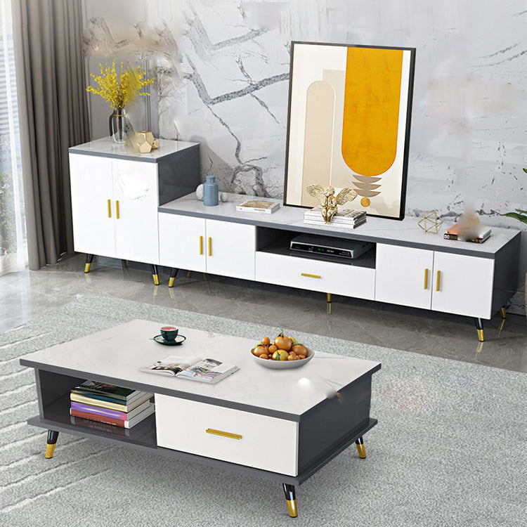 Modern TV Media Console Faux Wood TV Media Stand for Living Room Clearhalo 'furn' 'furn_tv_stands_entertainment_centers' 'Furniture' 'Living Room Furniture' 'TV Stands & Entertainment Centers' 'TV Stands & Media Storage Furniture' 'tv_stands_entertainment_centers' 6562422