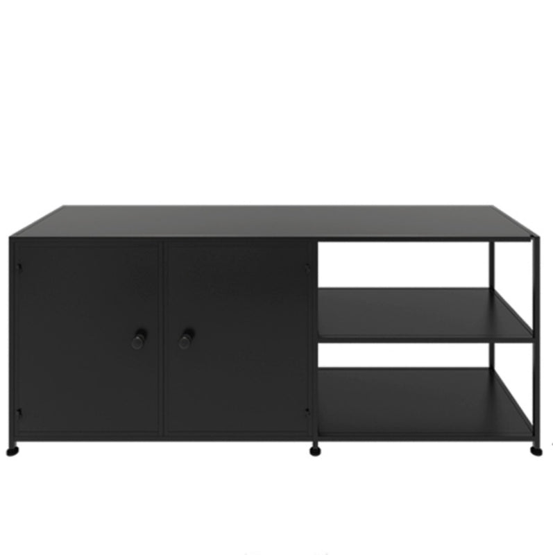 Industrial Metal TV Stand Console Open Storage TV Media Stand for Living Room Black 1 Clearhalo 'furn' 'furn_tv_stands_entertainment_centers' 'Furniture' 'Living Room Furniture' 'TV Stands & Entertainment Centers' 'TV Stands & Media Storage Furniture' 'tv_stands_entertainment_centers' 6562457