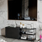 Industrial Metal TV Stand Console Open Storage TV Media Stand for Living Room 59"L x 13"W x 20"H Black 1 Clearhalo 'furn' 'furn_tv_stands_entertainment_centers' 'Furniture' 'Living Room Furniture' 'TV Stands & Entertainment Centers' 'TV Stands & Media Storage Furniture' 'tv_stands_entertainment_centers' 6562460
