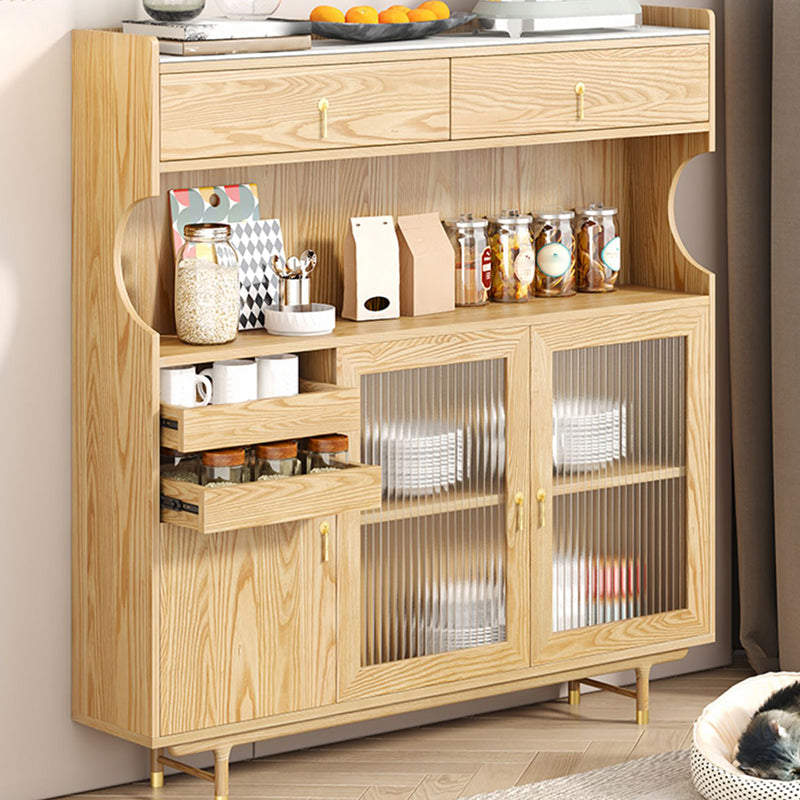 Contemporary Glass Doors Dining Hutch Ash Storage Cabinet for Dining Room Clearhalo 'Display & China Cabinets' 'display_china_cabinets' 'furn' 'furn_display_china_cabinets' 'Furniture' 'Kitchen & Dining Furniture' 6562486