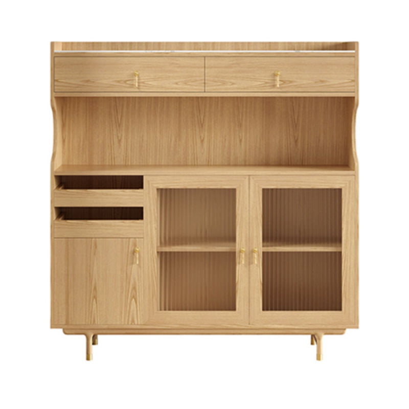 Contemporary Glass Doors Dining Hutch Ash Storage Cabinet for Dining Room Clearhalo 'Display & China Cabinets' 'display_china_cabinets' 'furn' 'furn_display_china_cabinets' 'Furniture' 'Kitchen & Dining Furniture' 6562495