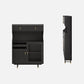 Contemporary Glass Doors Dining Hutch Ash Storage Cabinet for Dining Room 35.4"L x 7.9"W x 45.7"H Black Clearhalo 'Display & China Cabinets' 'display_china_cabinets' 'furn' 'furn_display_china_cabinets' 'Furniture' 'Kitchen & Dining Furniture' 6562503