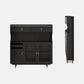 Contemporary Glass Doors Dining Hutch Ash Storage Cabinet for Dining Room 47"L x 8"W x 46"H Black Clearhalo 'Display & China Cabinets' 'display_china_cabinets' 'furn' 'furn_display_china_cabinets' 'Furniture' 'Kitchen & Dining Furniture' 6562506