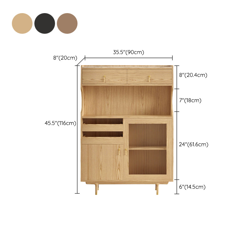 Contemporary Glass Doors Dining Hutch Ash Storage Cabinet for Dining Room Clearhalo 'Display & China Cabinets' 'display_china_cabinets' 'furn' 'furn_display_china_cabinets' 'Furniture' 'Kitchen & Dining Furniture' 6562508