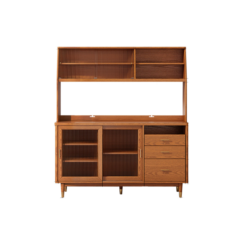 Moderne Poplar Dining Hutch Glass Deuren Display Cabinet met deuren voor eetkamer