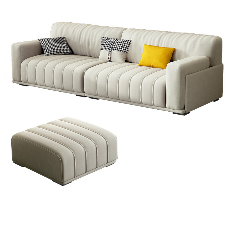 Fabric Square Arm Sofa with Pillows Standard Seating in White