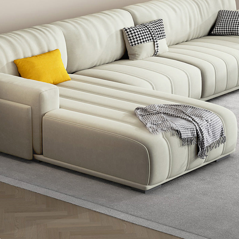 Sofa de bras carré de tissu avec oreillers Siège standard en blanc