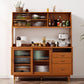 Moderne Poplar Dining Hutch Glass Deuren Display Cabinet met deuren voor eetkamer