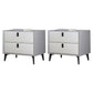 Contemporary Bedside Cabinet Stone Accent Table Nightstand with 2 Drawers