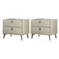 Contemporary Bedside Cabinet Stone Accent Table Nightstand with 2 Drawers
