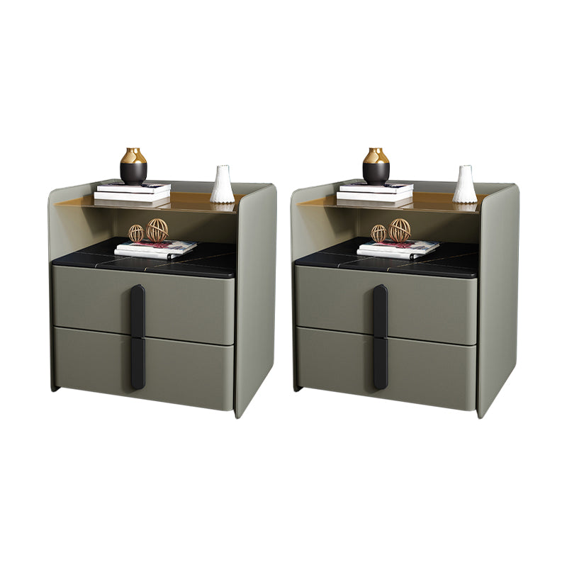 Modern Nightstand Glass Accent Table Nightstand with 2 Drawers