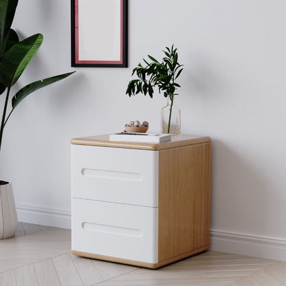 2 Schubladen zeitgenössischer Nachttisch fester Holz Nachttisch, 18,1 "groß