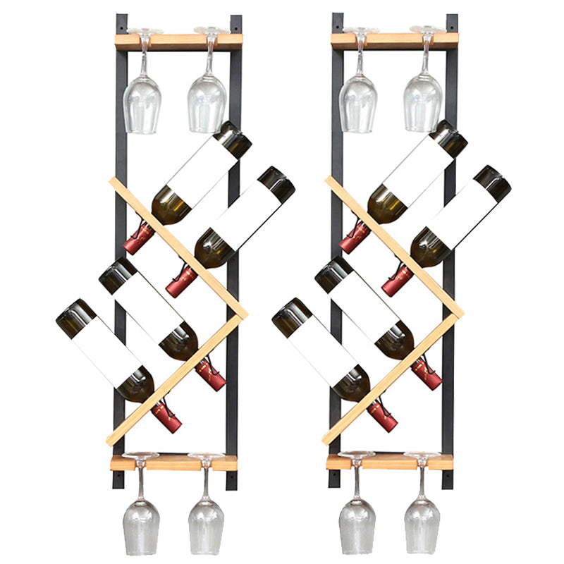 Wall Mounted Wine Shelf Wood and Metal Wine Holder Rack for Kitchen 2 Piece Set Clearhalo 'furn' 'furn_wine_racks' 'Furniture' 'Kitchen & Dining Furniture' 'Wine Racks' 'wine_racks' 6564397