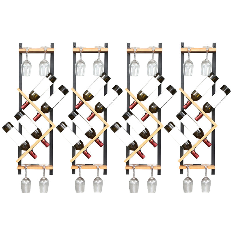 Wall Mounted Wine Shelf Wood and Metal Wine Holder Rack for Kitchen 4 Piece Set Clearhalo 'furn' 'furn_wine_racks' 'Furniture' 'Kitchen & Dining Furniture' 'Wine Racks' 'wine_racks' 6564398