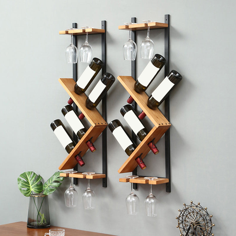 Wall Mounted Wine Shelf Wood and Metal Wine Holder Rack for Kitchen Clearhalo 'furn' 'furn_wine_racks' 'Furniture' 'Kitchen & Dining Furniture' 'Wine Racks' 'wine_racks' 6564399