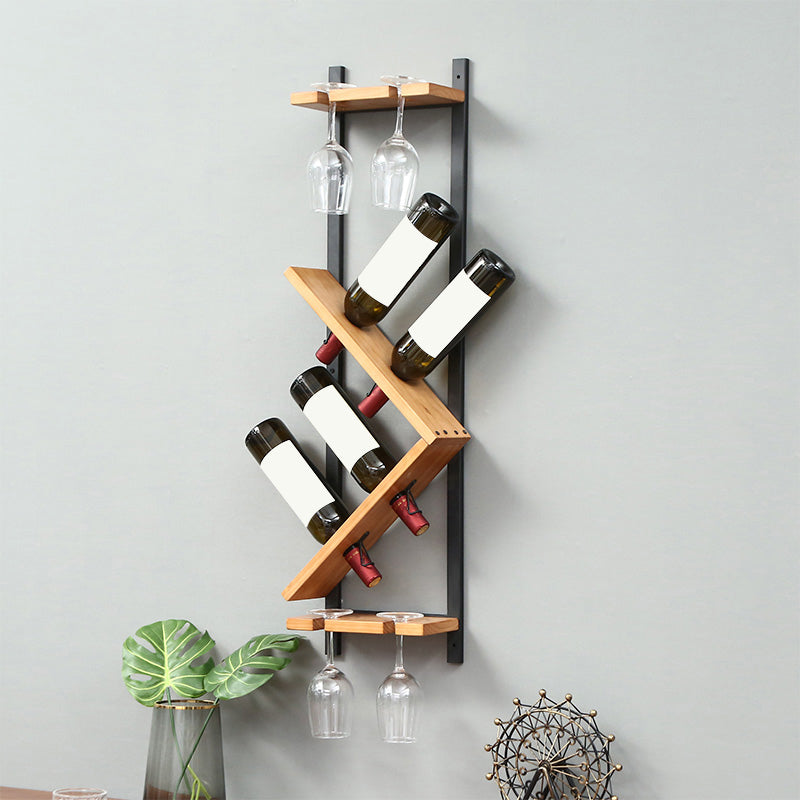 Wall Mounted Wine Shelf Wood and Metal Wine Holder Rack for Kitchen 1 Piece Clearhalo 'furn' 'furn_wine_racks' 'Furniture' 'Kitchen & Dining Furniture' 'Wine Racks' 'wine_racks' 6564400