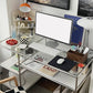 Bureau de bureau en verre moderne de 31,5 pouces de haut avec des jambes en acier inoxydable
