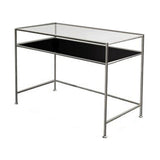 Bureau de bureau en verre moderne de 31,5 pouces de haut avec des jambes en acier inoxydable