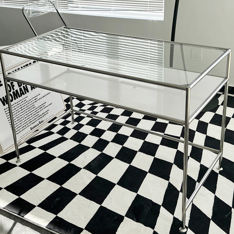 Bureau de bureau en verre moderne de 31,5 pouces de haut avec des jambes en acier inoxydable