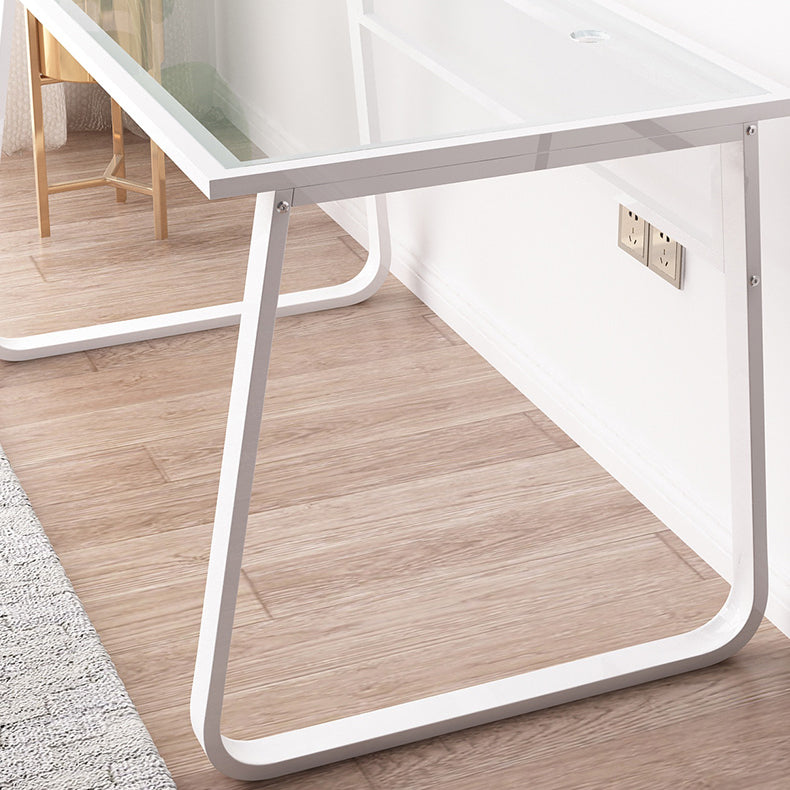 Bureau de bureau en verre moderne Base de traîneau 29.54 "TEL