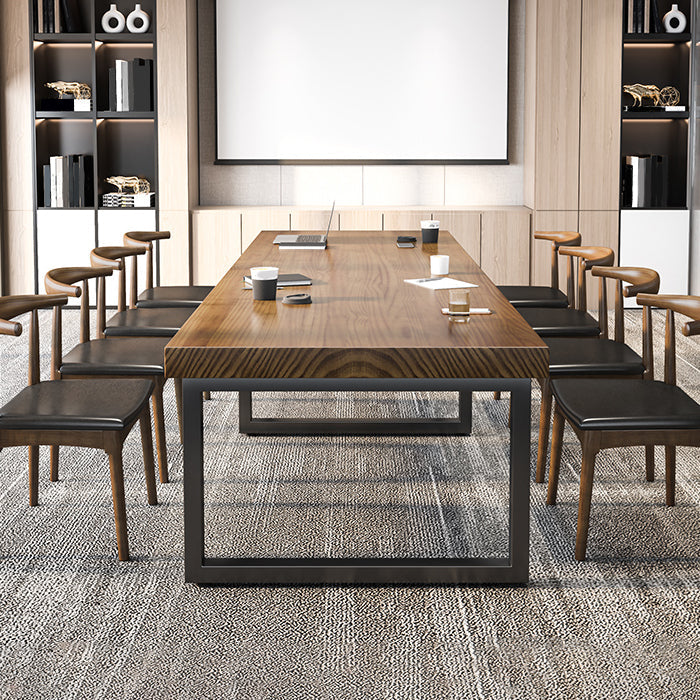 Industrial Solid Wood Office Desk Sled Base 29.53" Tall Writing Desk 86.6"L x 31.5"W x 29.5"H Clearhalo 'furn' 'furn_office_desk' 'Furniture' 'Office Desks' 'Office Furniture' 'office_desk' 6564522