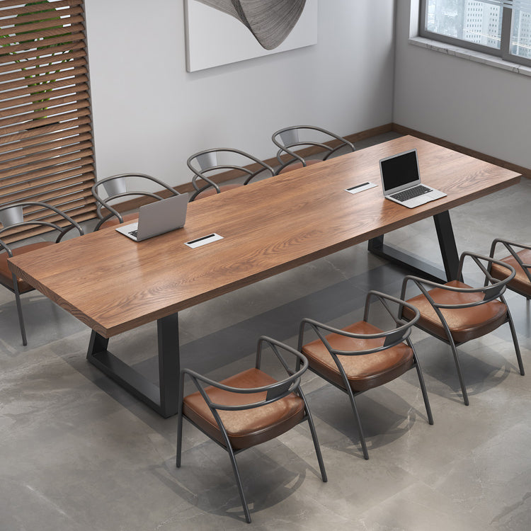 Solid Wood Writing Desk Industrial 29.53 "Tall Office Desk met ijzeren benen