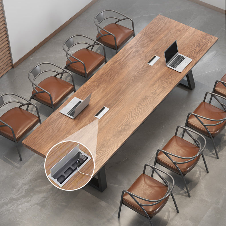 Solid Wood Writing Desk Industrial 29.53 "Tall Office Desk met ijzeren benen