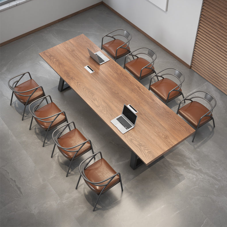 Solid Wood Writing Desk Industrial 29.53 "Tall Office Desk met ijzeren benen