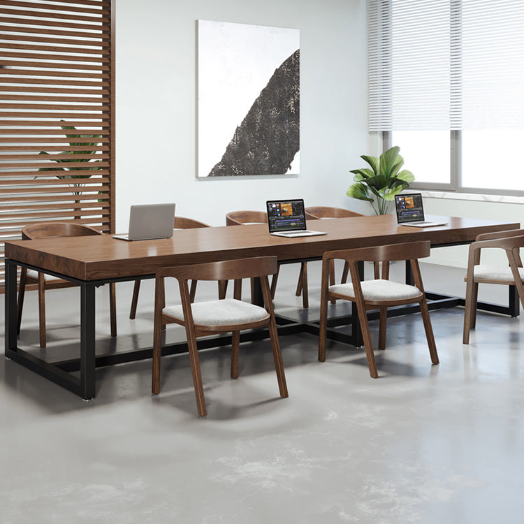 Industrial 29.53" Tall Writing Desk Solid Wood Rectangle Office Desk 118.1"L x 39.4"W x 29.5"H Clearhalo 'furn' 'furn_office_desk' 'Furniture' 'Office Desks' 'Office Furniture' 'office_desk' 6564559