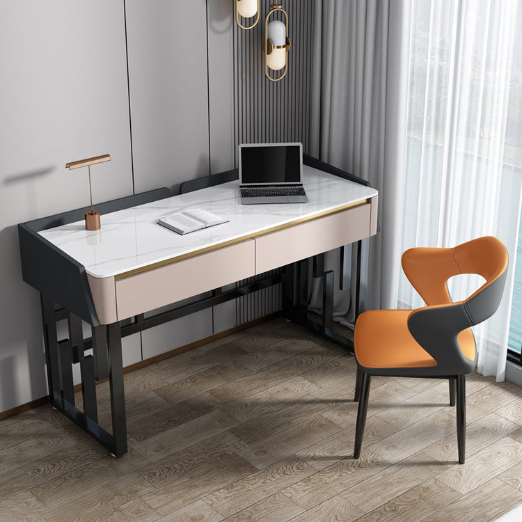 Rectangular Contemporary Stone Writing Desk Bedroom Office Desk with Drawers Clearhalo 'furn' 'furn_office_desk' 'Furniture' 'Office Desks' 'Office Furniture' 'office_desk' 6564586