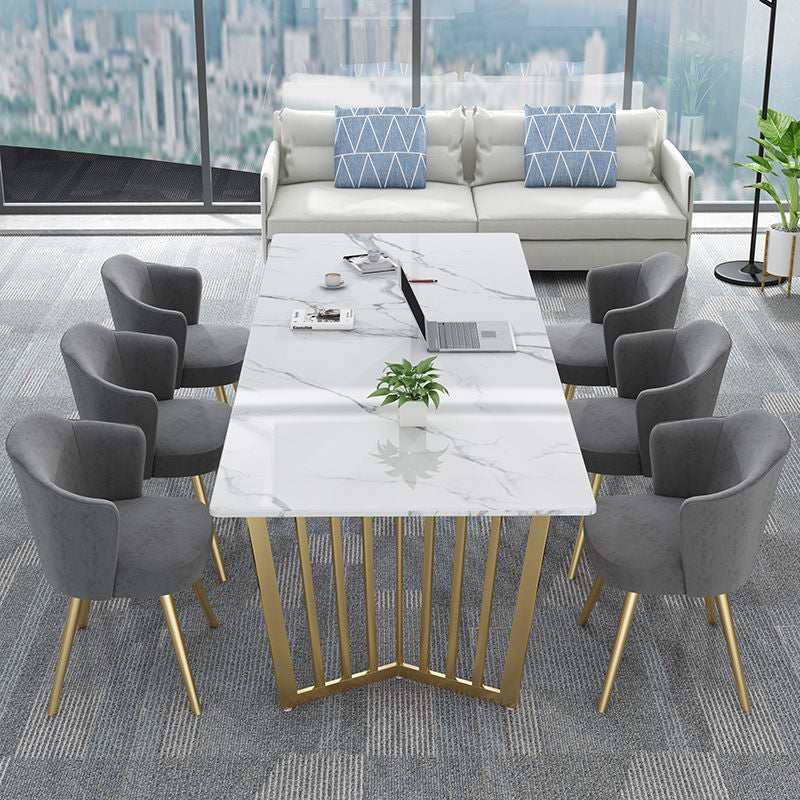 Bureau d'écriture rectangulaire en marbre 29,53 "Bureau de bureau blanc de haut