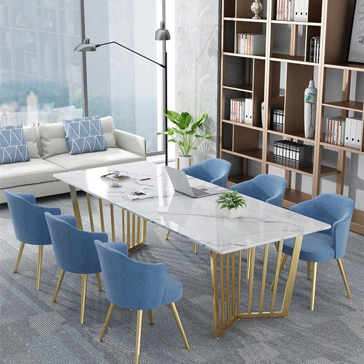 Bureau d'écriture rectangulaire en marbre 29,53 "Bureau de bureau blanc de haut