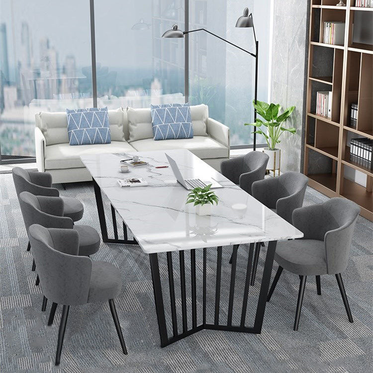 Bureau d'écriture rectangulaire en marbre 29,53 "Bureau de bureau blanc de haut